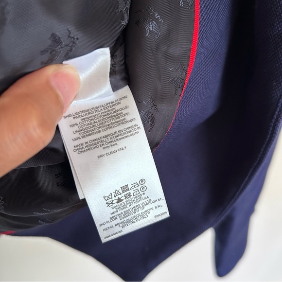 BROOKS BROTHERS Navy Double Breasted Twill Coat 12 - Picture 6 of 7